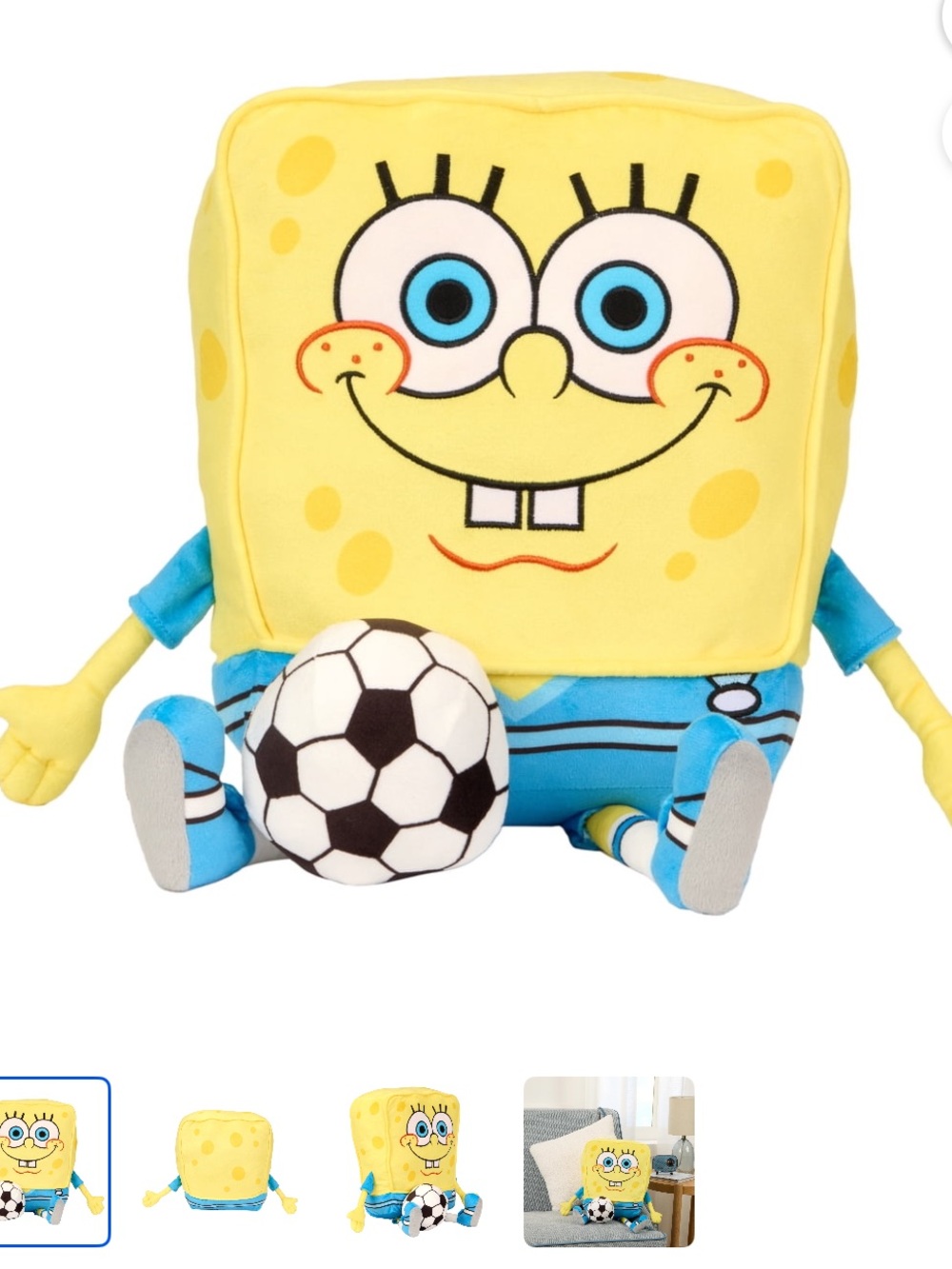 SpongeBob SpongeGoals 12” Cuddle Pillow Soccer Plush NWT